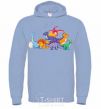 Men`s hoodie The little dinosaurs are colorful sky-blue фото