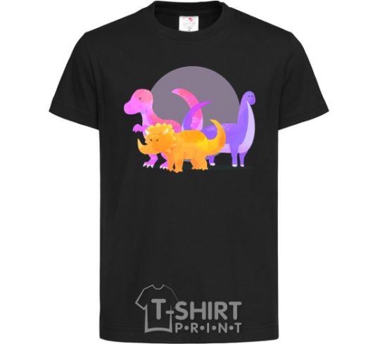 Kids T-shirt Drawing of dinosaurs black фото