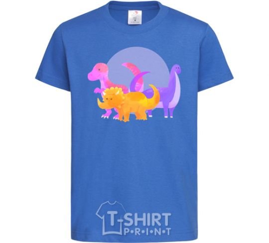 Kids T-shirt Drawing of dinosaurs royal-blue фото