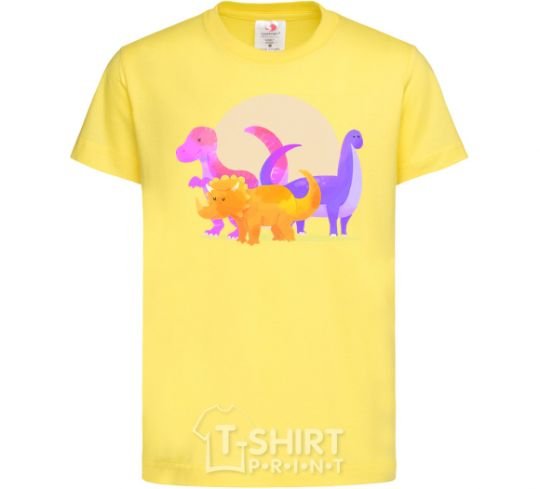 Kids T-shirt Drawing of dinosaurs cornsilk фото