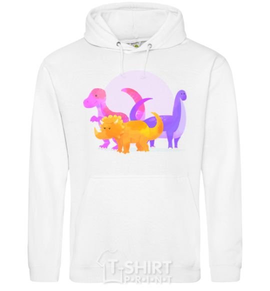 Men`s hoodie Drawing of dinosaurs White фото