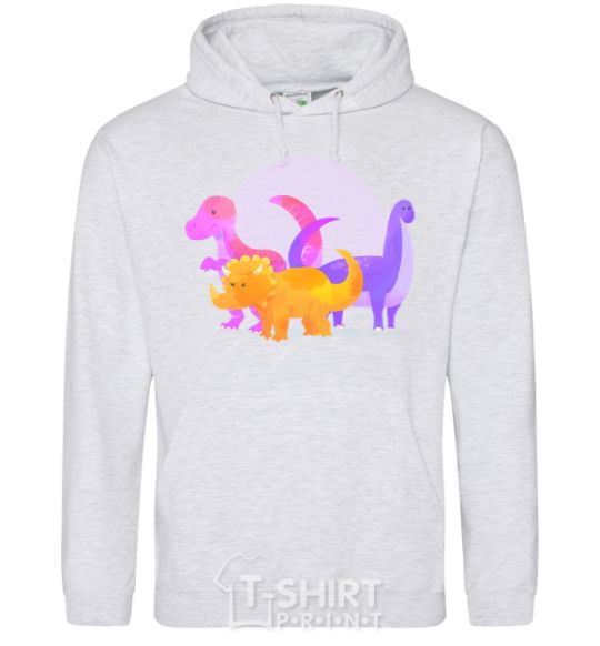 Men`s hoodie Drawing of dinosaurs sport-grey фото