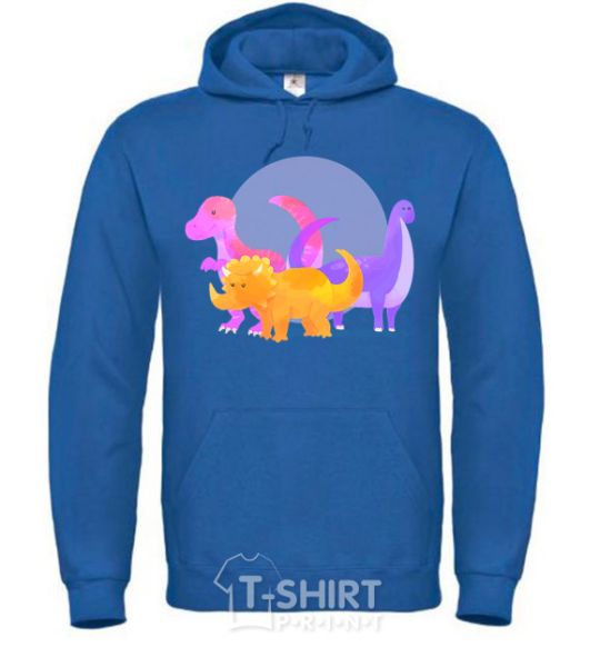 Men`s hoodie Drawing of dinosaurs royal фото