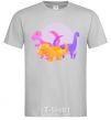 Men's T-Shirt Drawing of dinosaurs grey фото