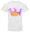 Men's T-Shirt Drawing of dinosaurs White фото