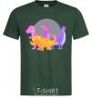 Men's T-Shirt Drawing of dinosaurs bottle-green фото