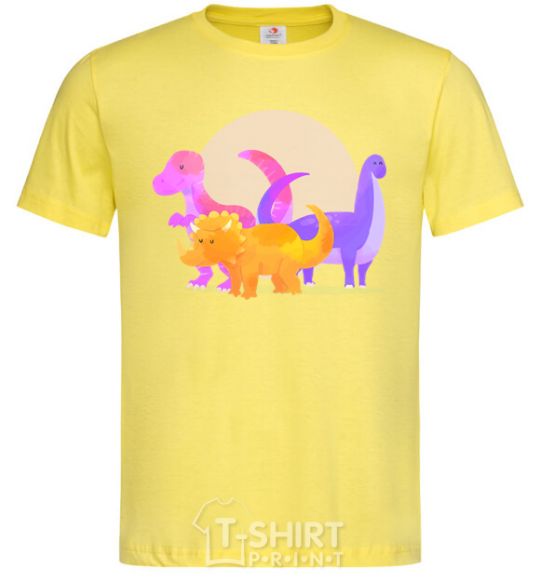 Мужская футболка Рисунок динозавров Лимонный фото