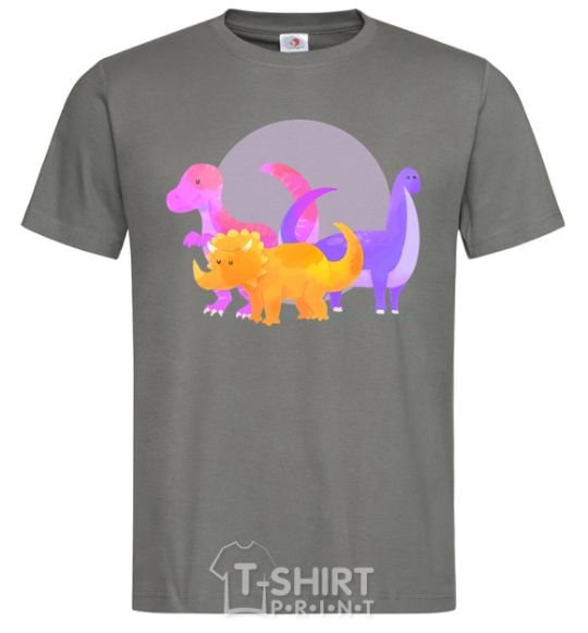 Men's T-Shirt Drawing of dinosaurs dark-grey фото