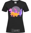 Women's T-shirt Drawing of dinosaurs black фото