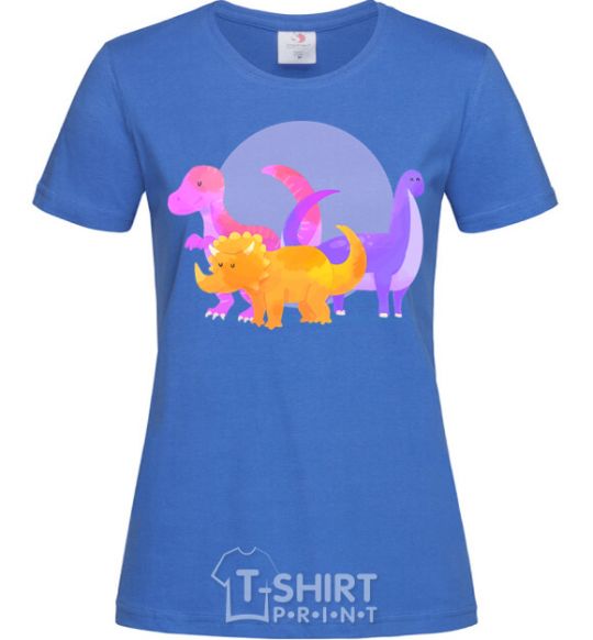 Women's T-shirt Drawing of dinosaurs royal-blue фото