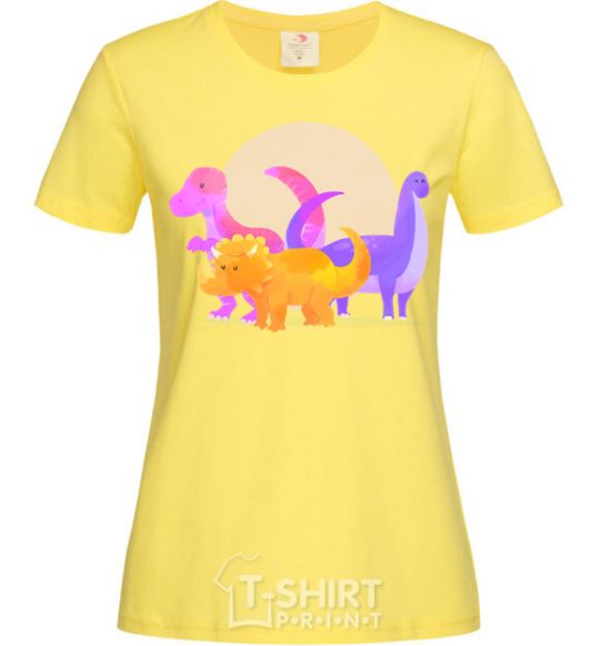 Women's T-shirt Drawing of dinosaurs cornsilk фото