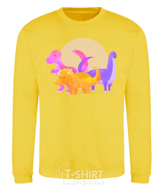 Sweatshirt Drawing of dinosaurs yellow фото