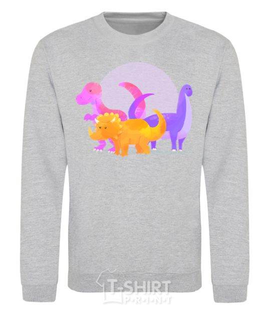 Sweatshirt Drawing of dinosaurs sport-grey фото