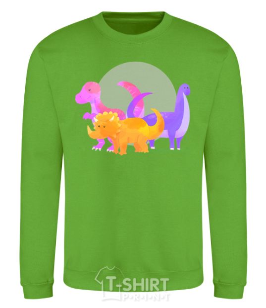 Sweatshirt Drawing of dinosaurs orchid-green фото