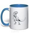 Mug with a colored handle Evil dinosaur royal-blue фото