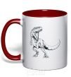 Mug with a colored handle Evil dinosaur red фото