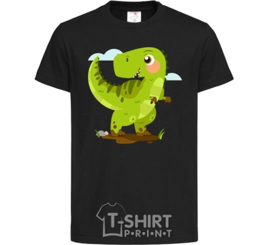 Kids T-shirt A joyful dinosaur black фото