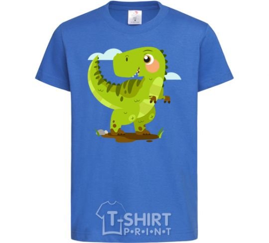 Kids T-shirt A joyful dinosaur royal-blue фото