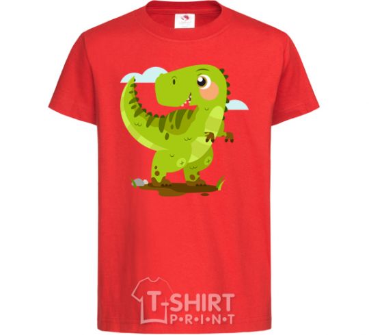 Детская футболка Радостный динозавр Красный фото