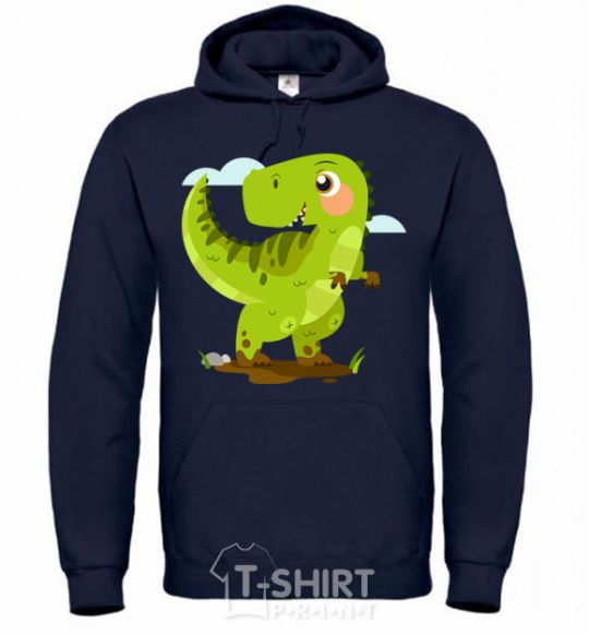 Men`s hoodie A joyful dinosaur navy-blue фото