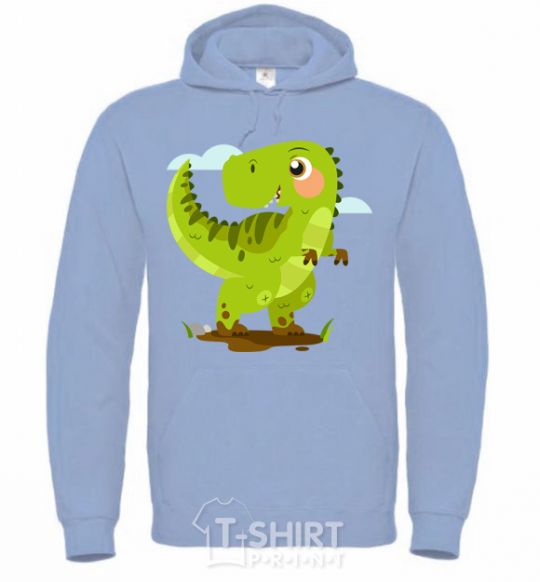 Men`s hoodie A joyful dinosaur sky-blue фото