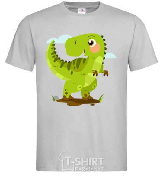 Мужская футболка Радостный динозавр Серый фото