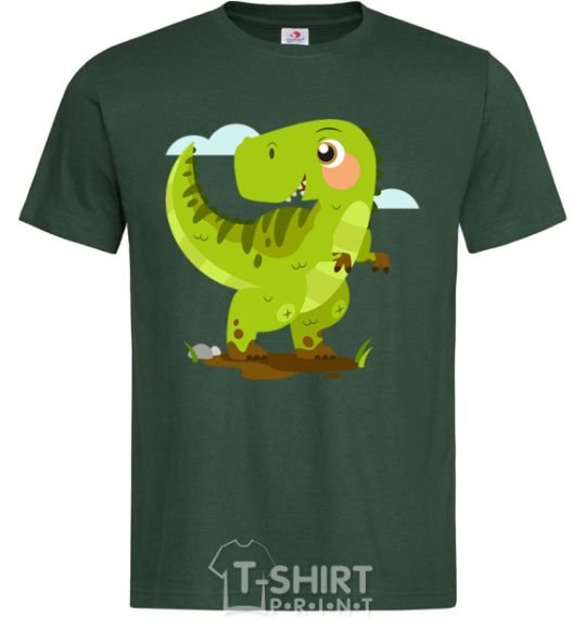 Men's T-Shirt A joyful dinosaur bottle-green фото