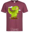 Men's T-Shirt A joyful dinosaur burgundy фото