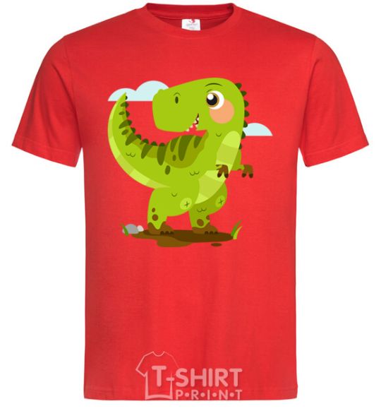 Men's T-Shirt A joyful dinosaur red фото