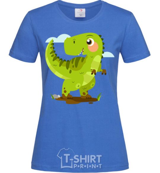 Женская футболка Радостный динозавр Ярко-синий фото