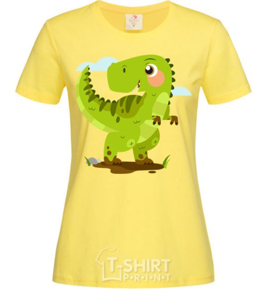 Женская футболка Радостный динозавр Лимонный фото