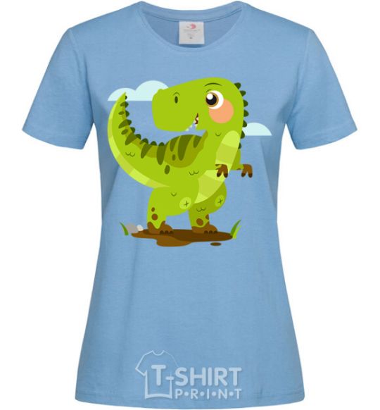Женская футболка Радостный динозавр Голубой фото