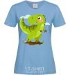 Women's T-shirt A joyful dinosaur sky-blue фото