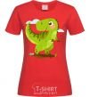 Women's T-shirt A joyful dinosaur red фото