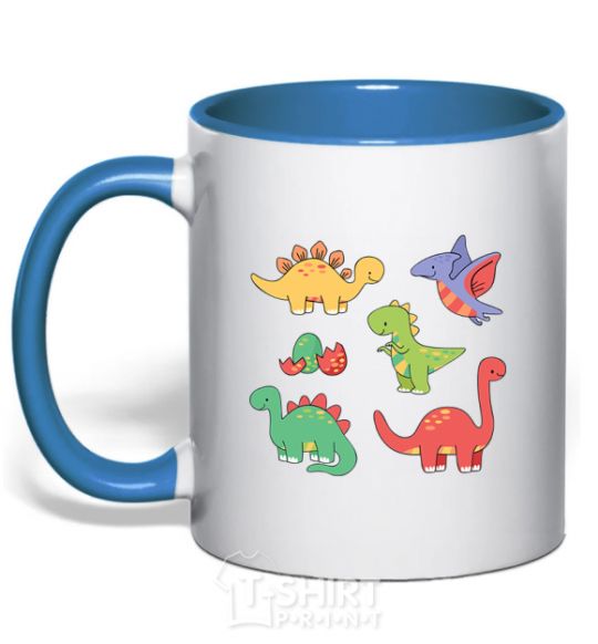 Mug with a colored handle Mini dinos royal-blue фото