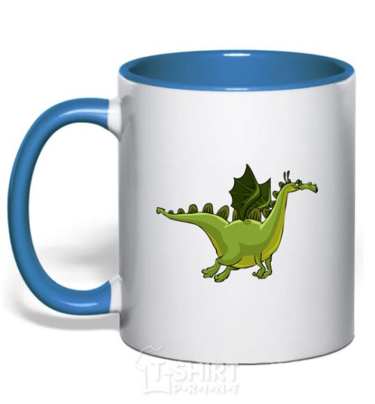 Mug with a colored handle Flying dragon V.1 royal-blue фото