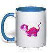 Mug with a colored handle Fuchsia dino royal-blue фото