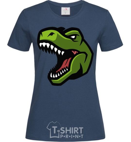 Women's T-shirt Screaming dino navy-blue фото