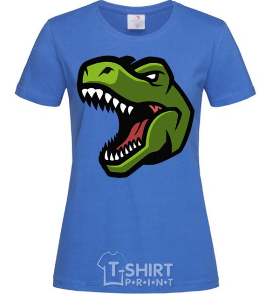 Women's T-shirt Screaming dino royal-blue фото