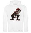 Men`s hoodie Red dinosaur White фото