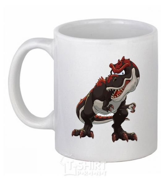 Ceramic mug Red dinosaur White фото
