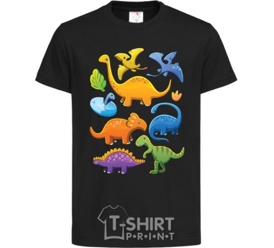 Kids T-shirt Little dinos art black фото