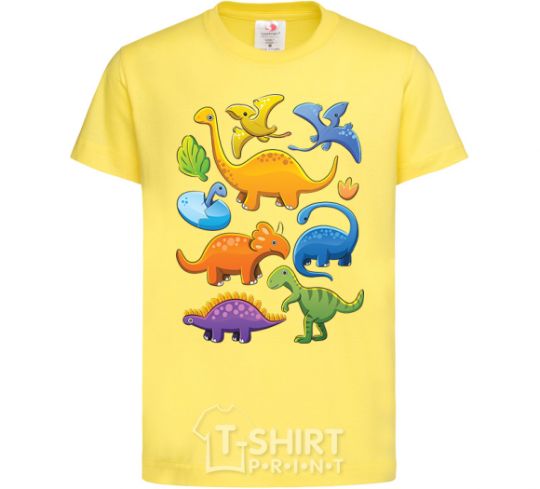 Детская футболка Little dinos art Лимонный фото