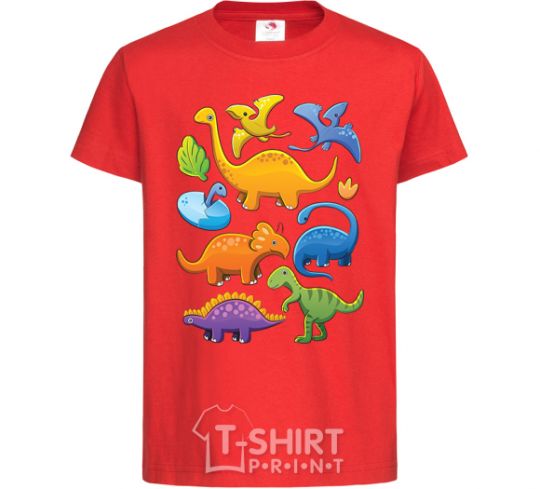 Kids T-shirt Little dinos art red фото