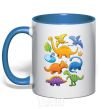Mug with a colored handle Little dinos art royal-blue фото