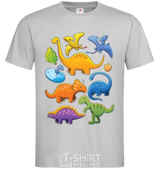 Men's T-Shirt Little dinos art grey фото