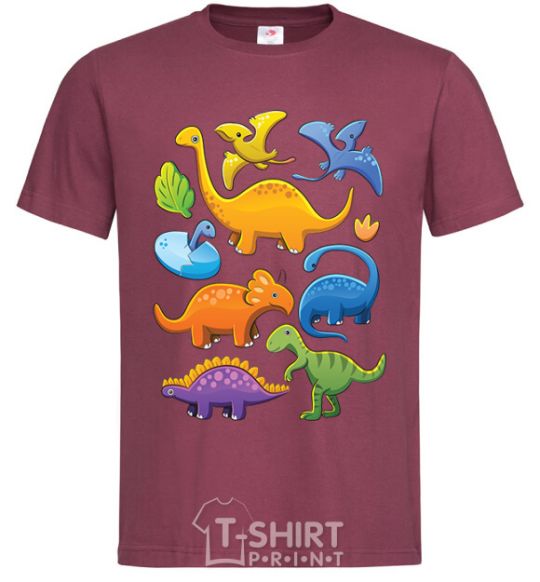 Men's T-Shirt Little dinos art burgundy фото