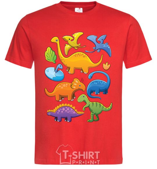 Men's T-Shirt Little dinos art red фото