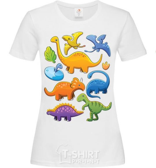 Women's T-shirt Little dinos art White фото