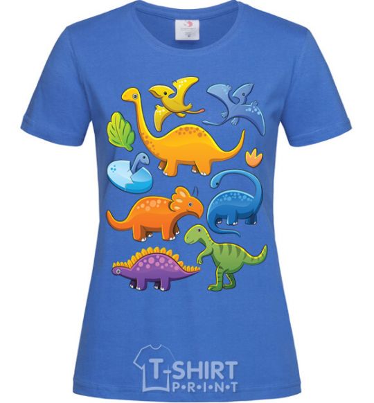 Women's T-shirt Little dinos art royal-blue фото